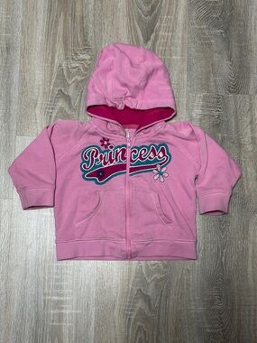 Source Unknown Pink Hooded Zip-Up Sweatshirt with "Princess" Script